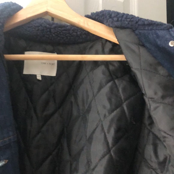 Oak + Fort Denim Bomber Jacket with dyed Shearling collar - Picture 5 of 6